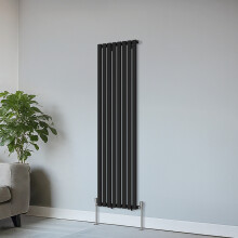 Right Radiators Vertical Single Oval Column Rads Designer Radiator 1600x472mm Black