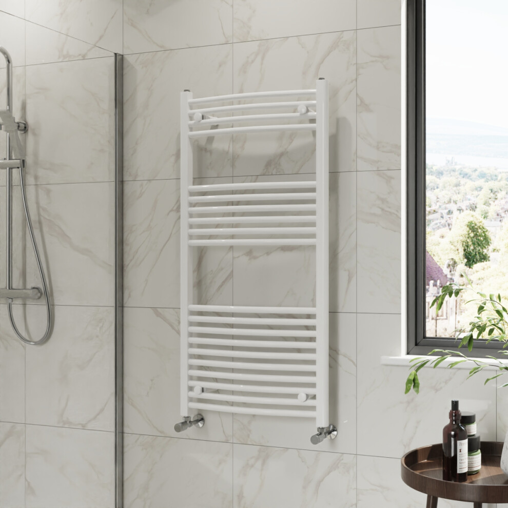 Right Radiators 1200X600 Mm Curved Heated Towel Rail Radiator Bathroom Ladder Warmer White 5063123420358