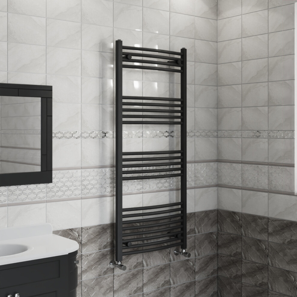 Right Radiators 1400X600 Mm Curved Heated Towel Rail Radiator Bathroom Ladder Warmer Black 5063123420532