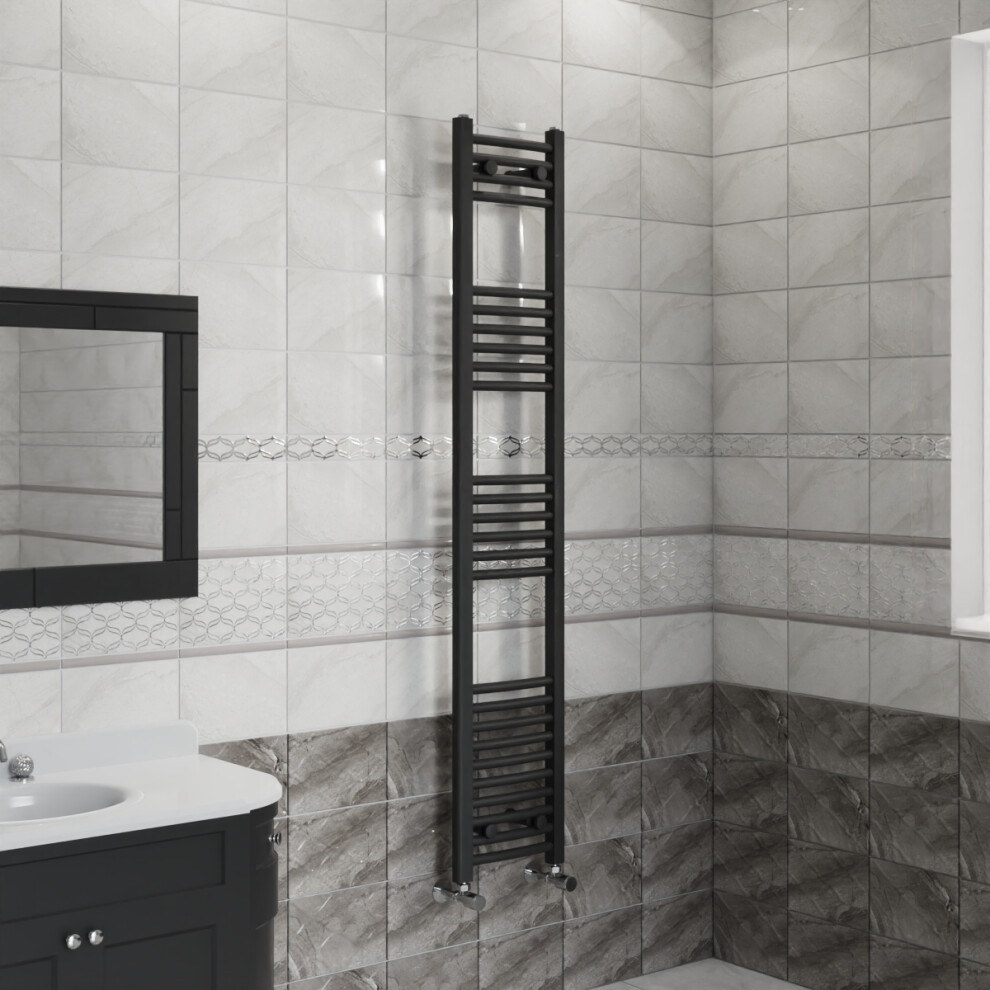 Right Radiators 1600X300 Mm Curved Heated Towel Rail Radiator Bathroom Ladder Warmer Black 5063123420570