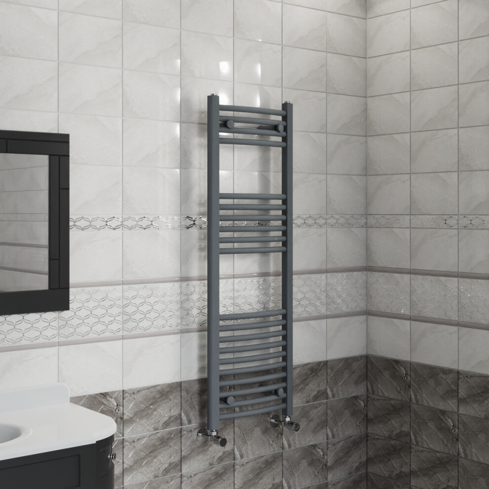Right Radiators 1200X400 Mm Curved Heated Towel Rail Radiator Bathroom Ladder Warmer Anthracite 5063123420280