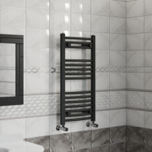 Right Radiators 800x400 mm Curved Heated Towel Rail Radiator Bathroom Ladder Warmer Black