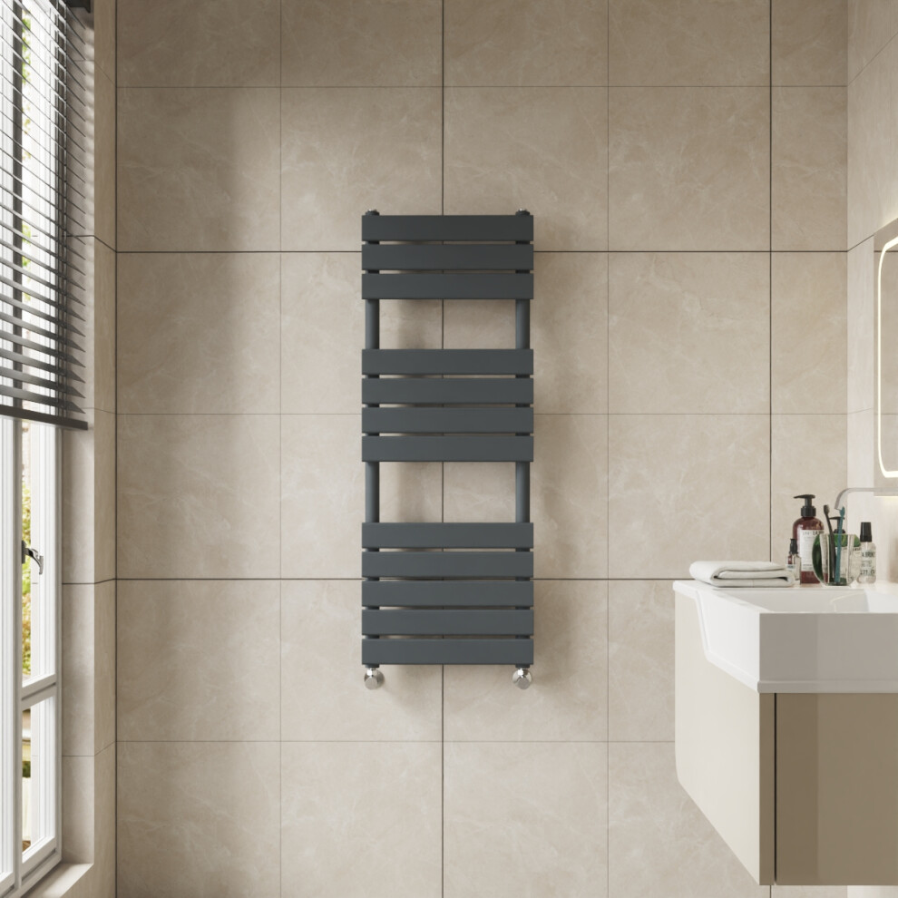 Right Radiators 1200X450 Mm Flat Panel Heated Towel Rail Radiator Bathroom Ladder Warmer Anthracite 5063123416696