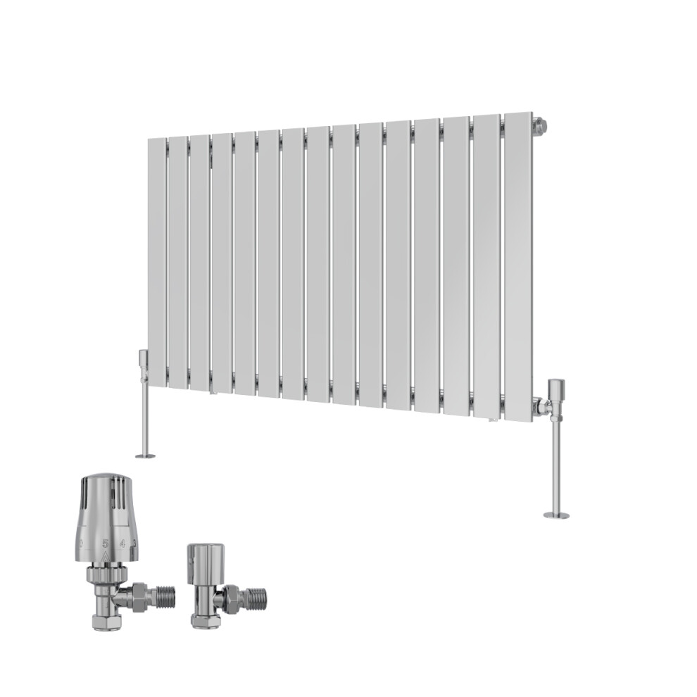 (600X1020mm) Right Radiators Single Vertical Designer Radiator Flat Panel Rads With Angled Trv Thermostatic Valves 5063767942636