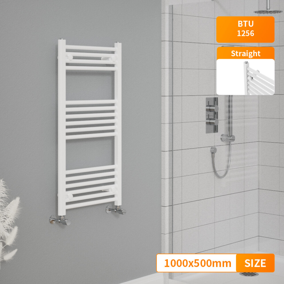 Right Radiators 1000X500 Mm Straight Heated Towel Rail Radiator Bathroom Ladder Warmer White 5063123421270