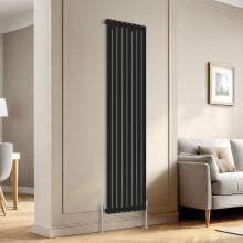 Right Radiators Vertical Single Flat Panel Rads Designer Radiator 1800x544mm Black