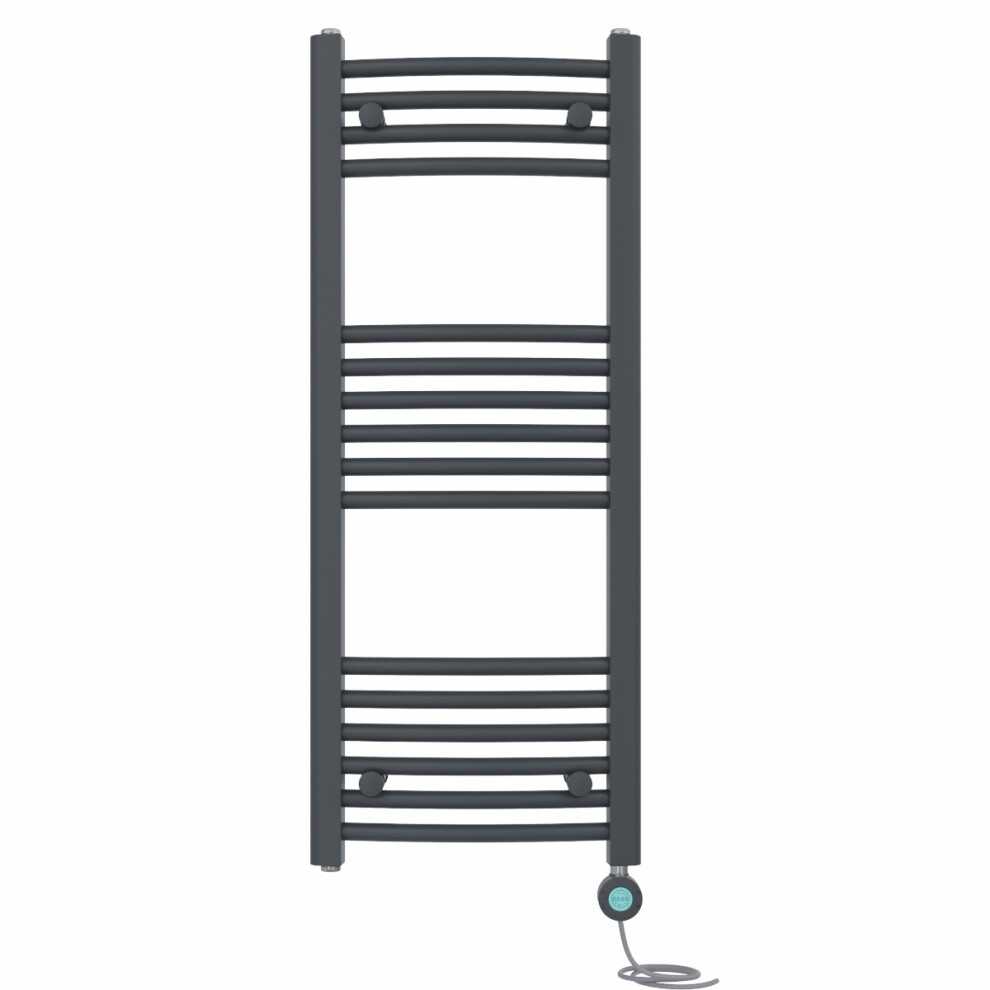 Right Radiators Prefilled Thermostatic Electric Heated Towel Rail Curved Bathroom Ladder Warmer - Anthracite 1000X400 Mm 5063123445856