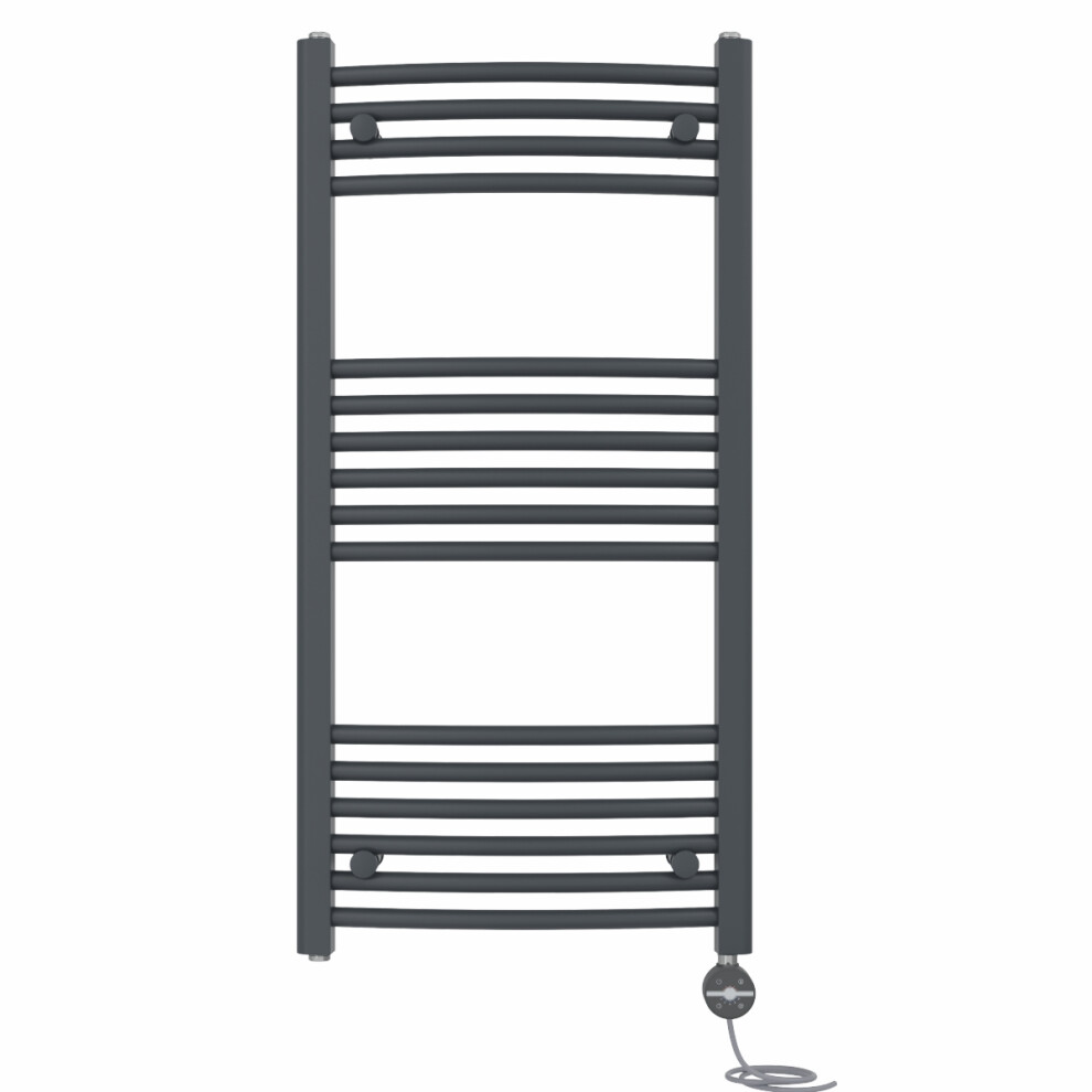 Right Radiators Prefilled Thermostatic Electric Heated Towel Rail Curved Ladder Warmer Rads - Anthracite 1000X500 Mm 5063123451338