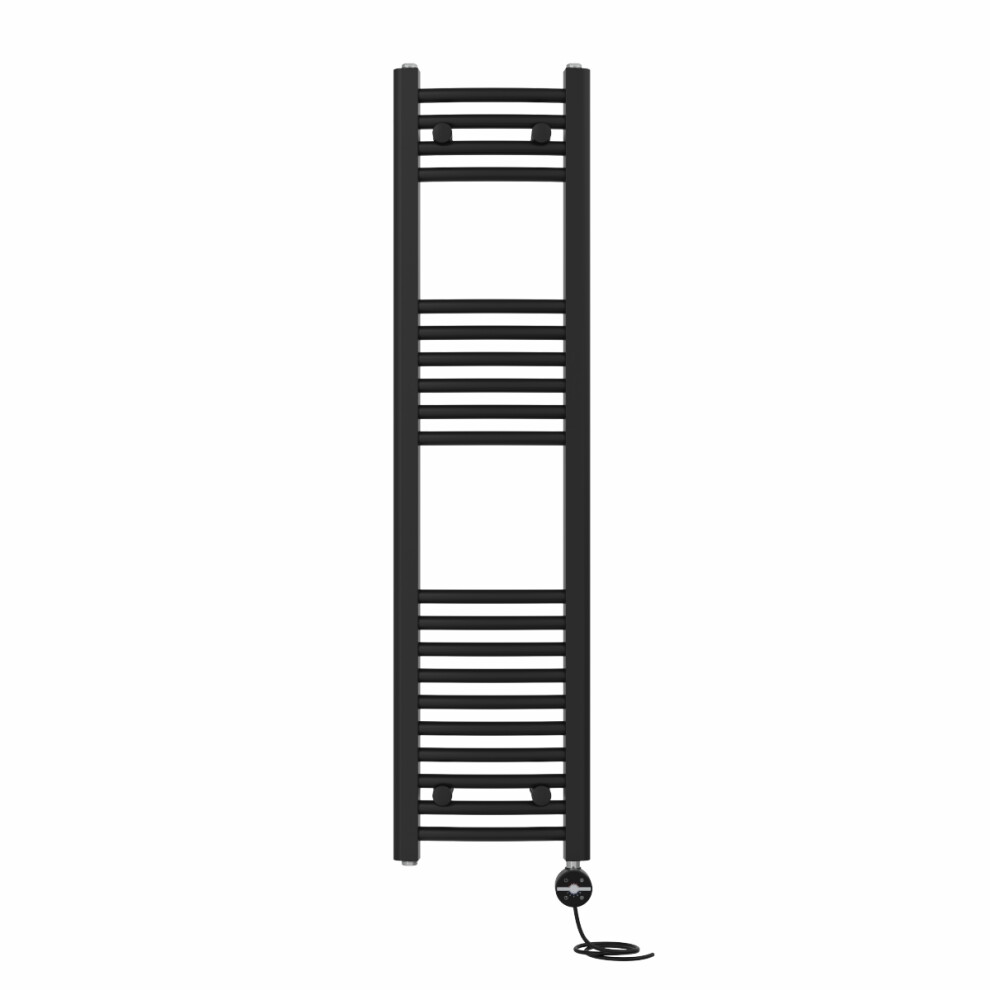 Right Radiators Prefilled Thermostatic Electric Heated Towel Rail Curved Ladder Warmer Rads - Black 1200X300 Mm 5063123451420
