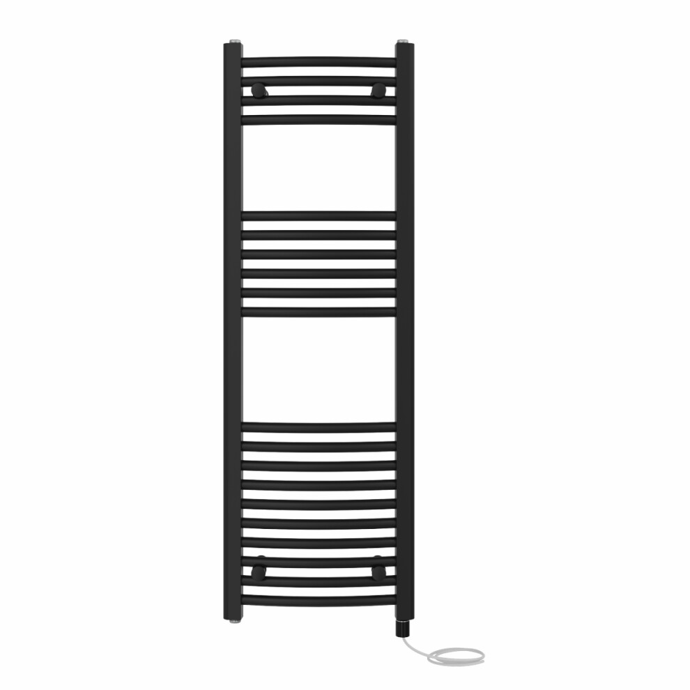 Right Radiators Prefilled Electric Curved Heated Towel Rail Bathroom Ladder Warmer Rads - Black 1200X400 Mm 5063123443302