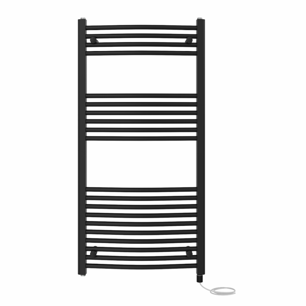 Right Radiators Prefilled Electric Curved Heated Towel Rail Bathroom Ladder Warmer Rads - Black 1200X600 Mm 5063123443388
