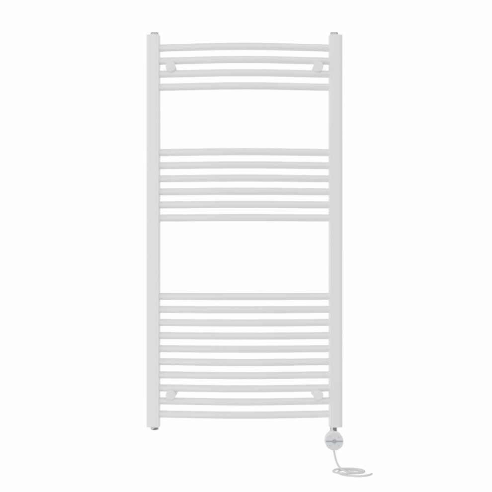 Right Radiators Prefilled Thermostatic Electric Heated Towel Rail Curved Ladder Warmer Rads - White 1200X600 Mm 5063123451529