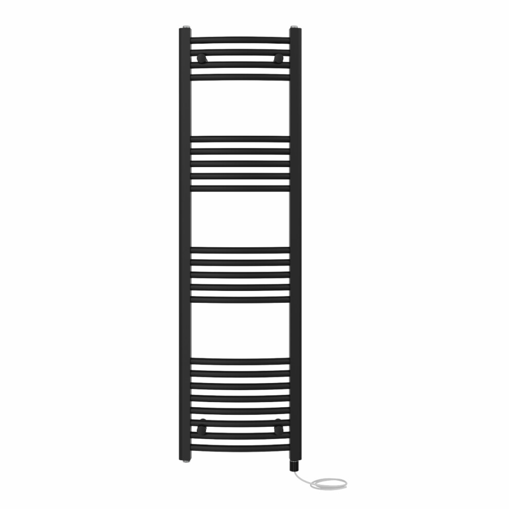 Right Radiators Prefilled Electric Curved Heated Towel Rail Bathroom Ladder Warmer Rads - Black 1400X400 Mm 5063123443463