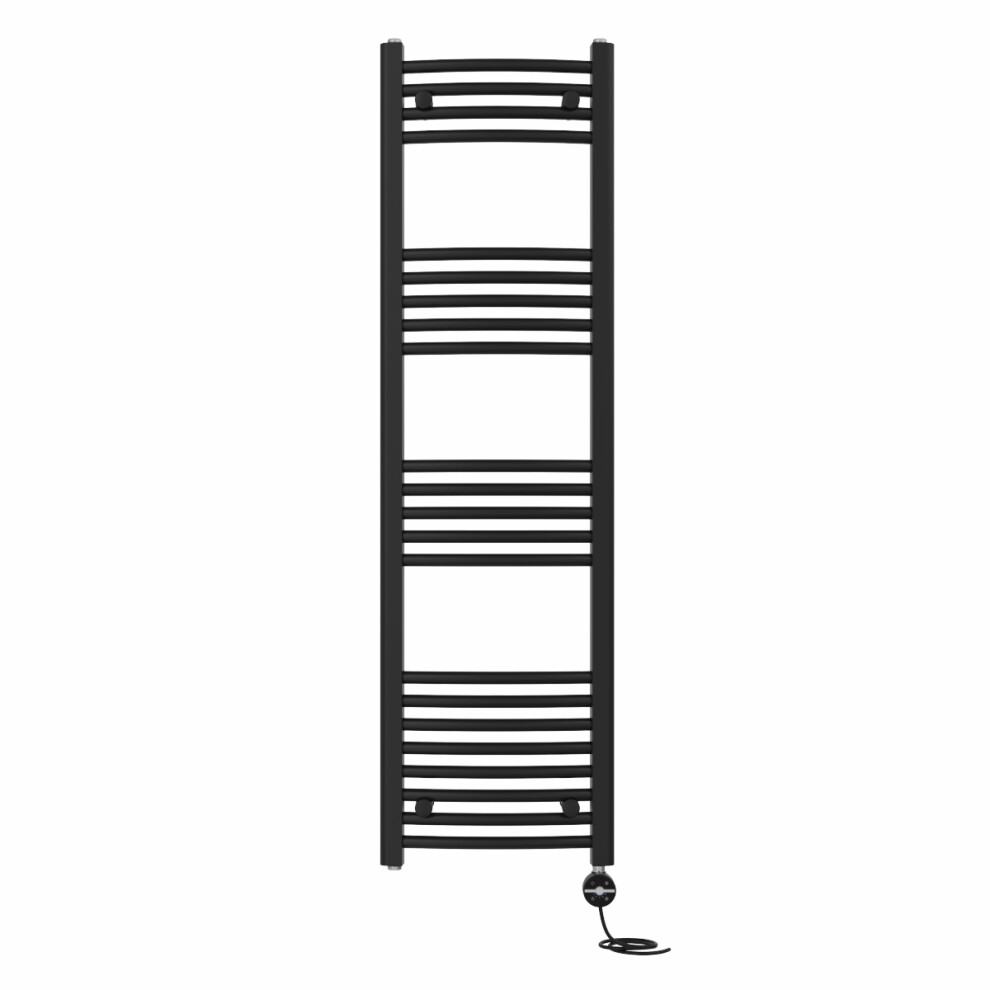 Right Radiators Prefilled Thermostatic Electric Heated Towel Rail Curved Ladder Warmer Rads - Black 1400X400 Mm 5063123451628