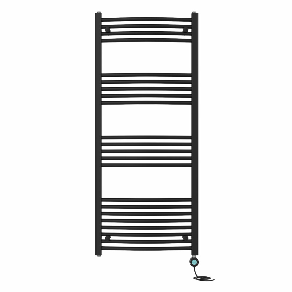 Right Radiators Prefilled Thermostatic Wifi Electric Heated Towel Rail Curved Bathroom Ladder Warmer - Black 1400X600 Mm 5063123448987