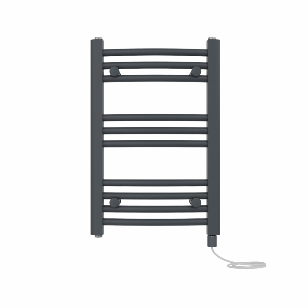 Right Radiators Prefilled Electric Curved Heated Towel Rail Bathroom Ladder Warmer Rads - Anthracite 600X400 Mm 5063123442817