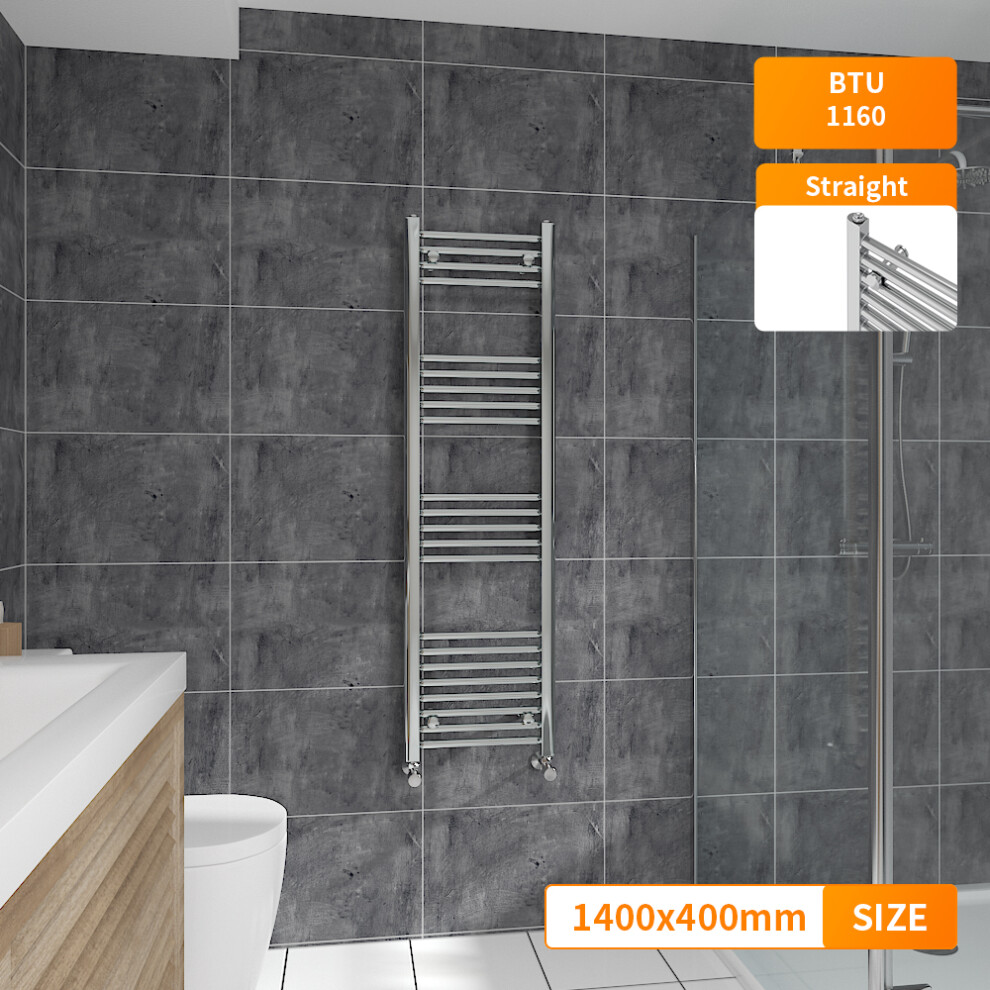 Right Radiators 1400X400 Mm Straight Heated Towel Rail Radiator Bathroom Ladder Warmer Chrome 5063123421546