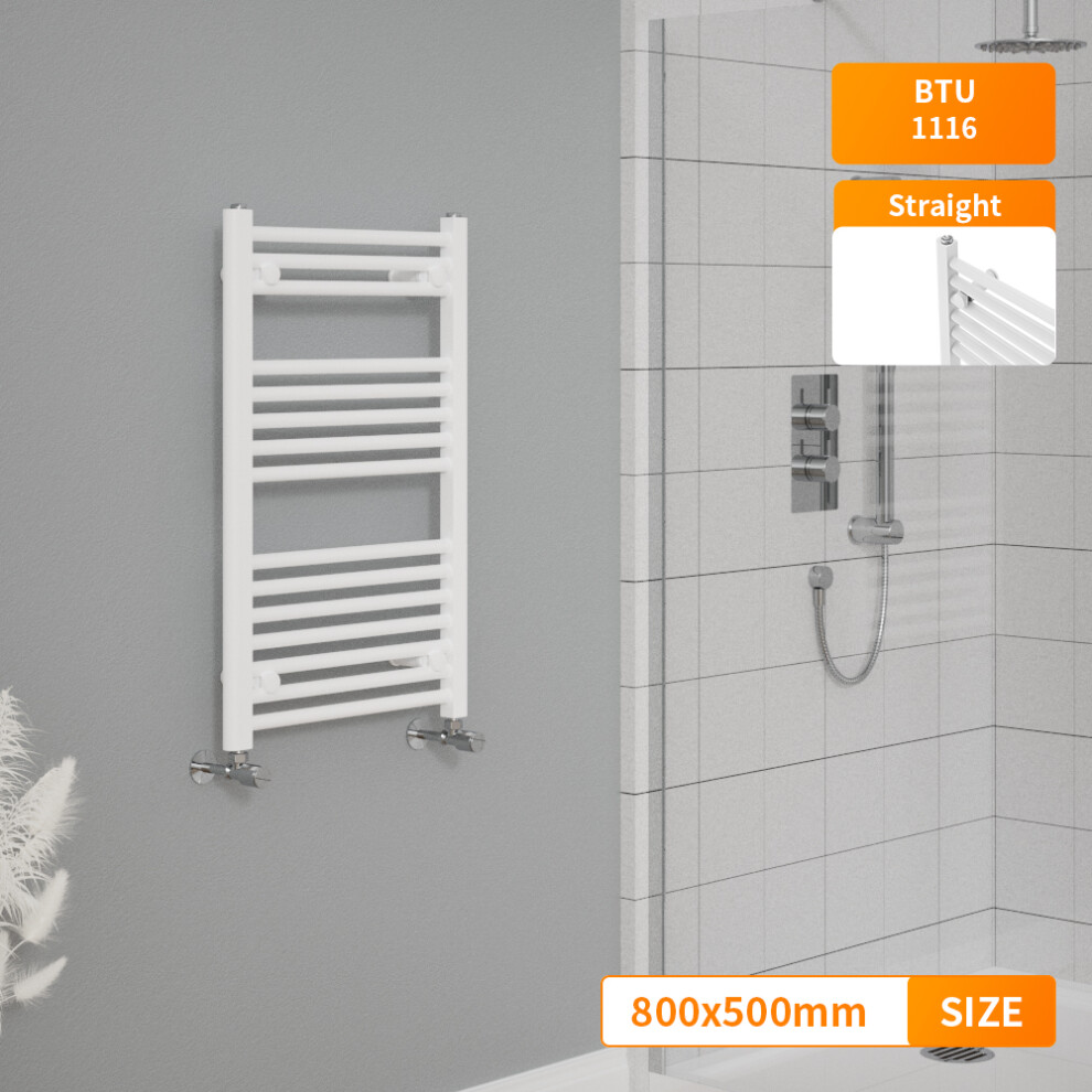Right Radiators 800X500 Mm Straight Heated Towel Rail Radiator Bathroom Ladder Warmer White 5063123421119