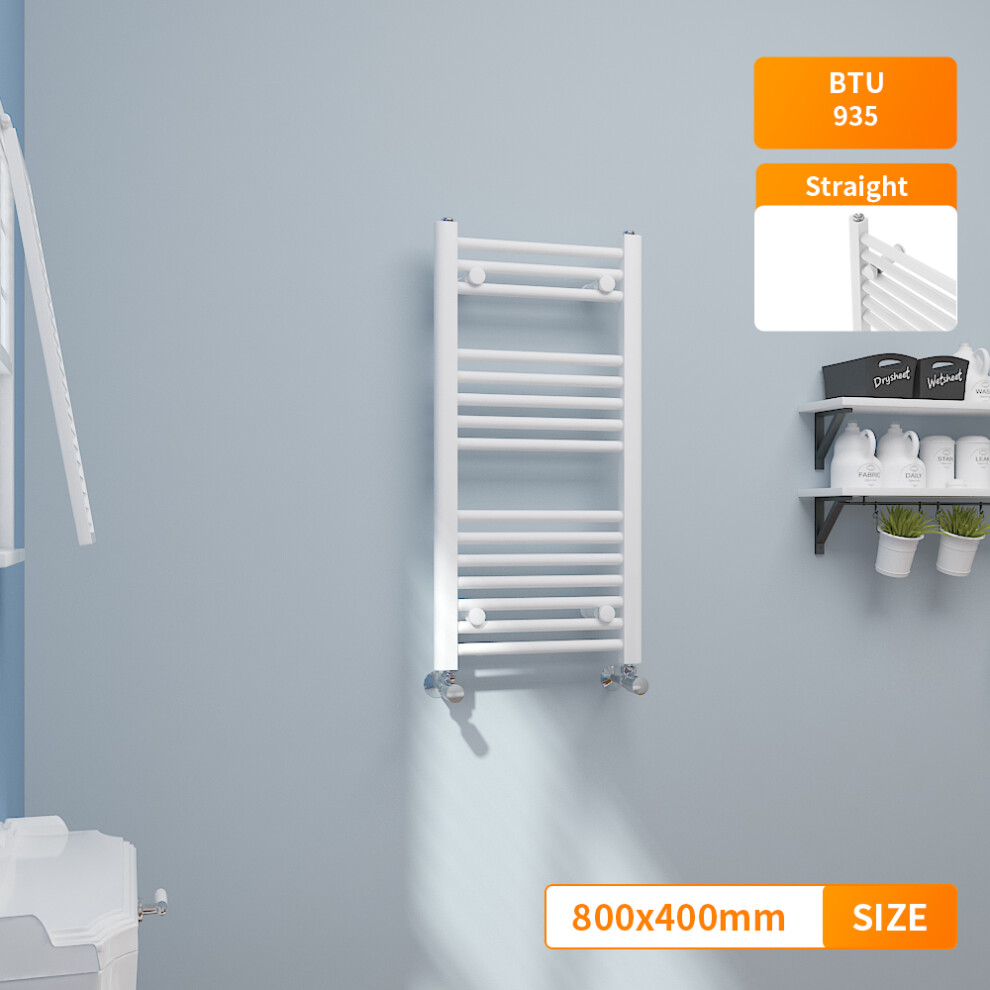 Right Radiators 800X400 Mm Straight Heated Towel Rail Radiator Bathroom Ladder Warmer White 5063123421072