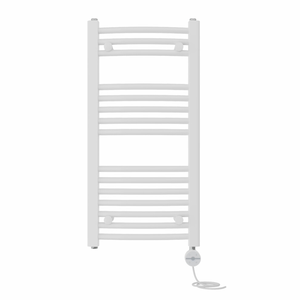Right Radiators Prefilled Thermostatic Electric Heated Towel Rail Curved Ladder Warmer Rads - White 800X400 Mm 5063123451123