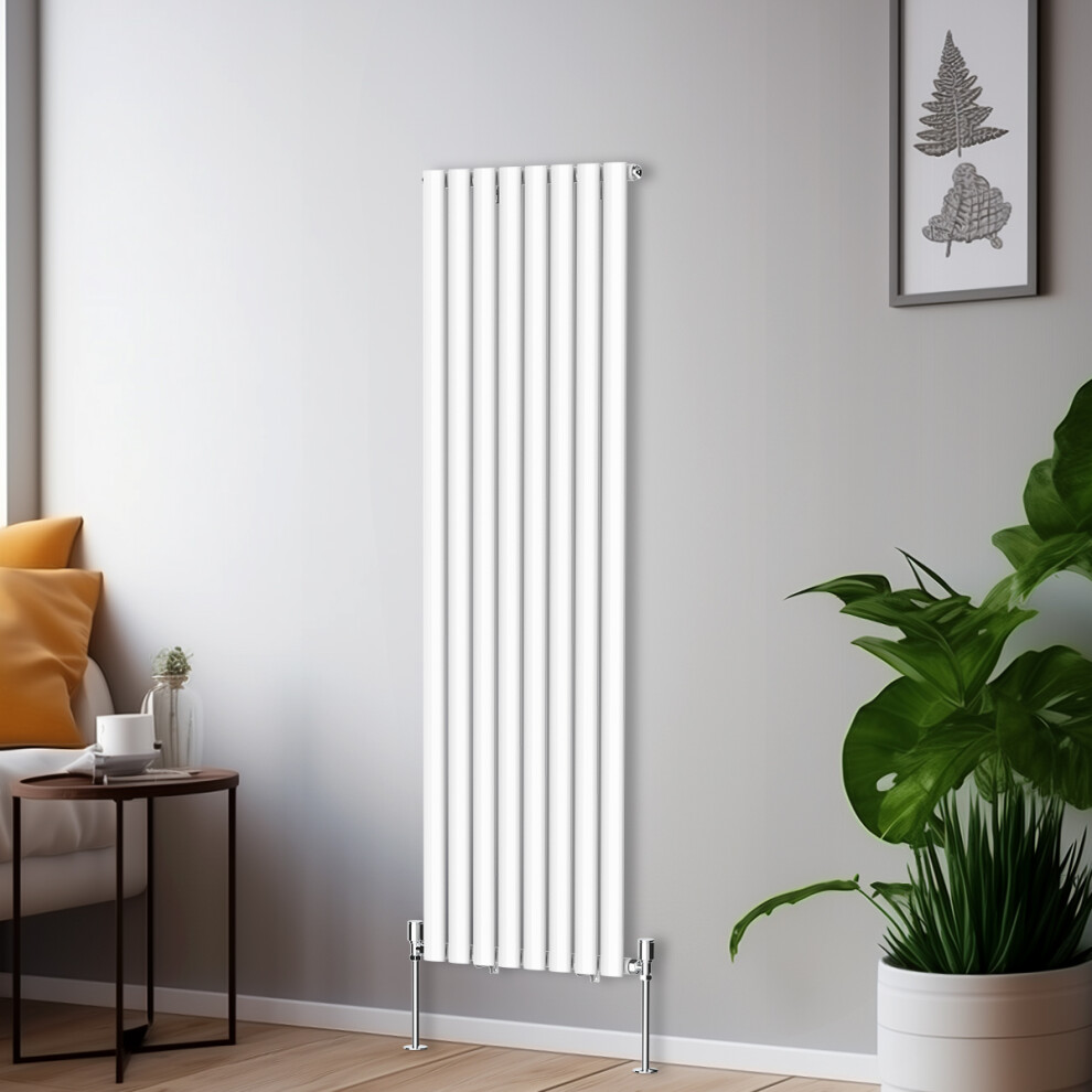 Right Radiators 1600X472mm Vertical Single Oval Column Designer Radiator White 5063123411066