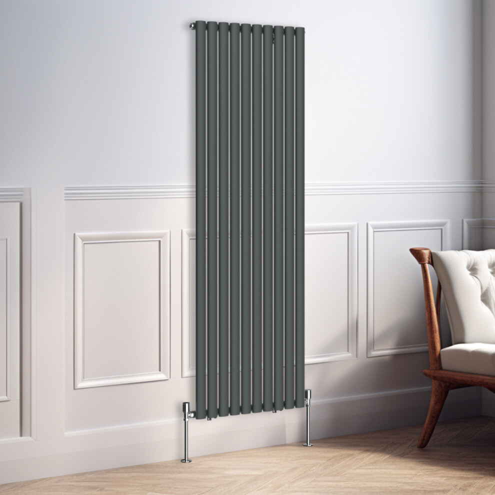 Right Radiators 1800X590mm Vertical Single Oval Column Designer Radiator Anthracite 5063123411318