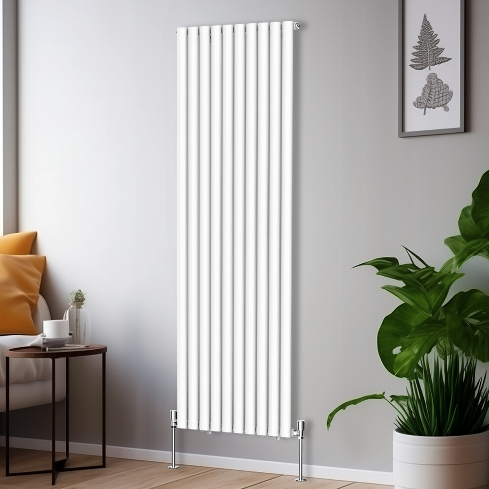 Right Radiators 1800X590mm Vertical Single Oval Column Designer Radiator White 5063123411332
