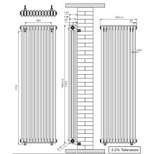 Right Radiators 1800x562 mm Vertical Traditional 3 Column Cast Iron Style Radiator Black