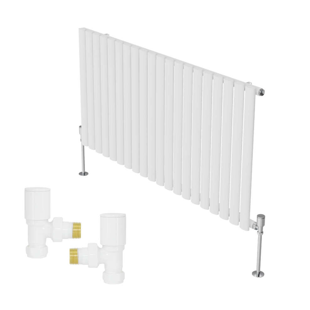 (600X1180mm) Right Radiators Vertical Single Oval Column Rads Designer Radiator With Angled Manual Valve 5063123999397