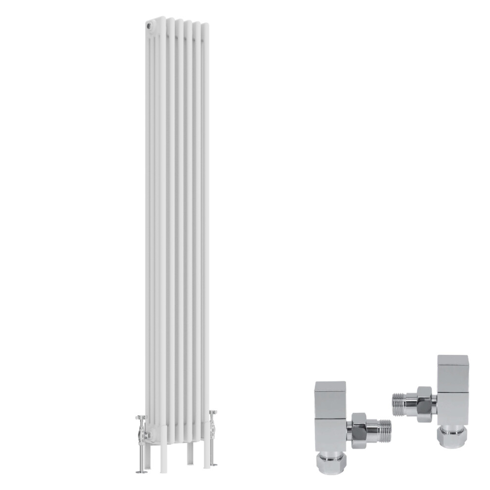 (1800X290mm) Right Radiators Traditional 4 Column Radiator Vertical Cast Iron Style With Square Head Angled Valves 5063767573519