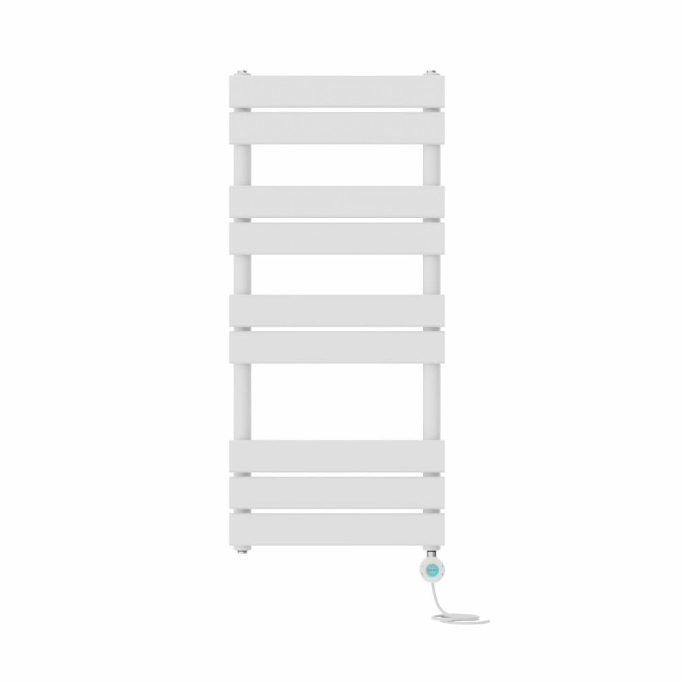 Right Radiators Prefilled Thermostatic Electric Heated Towel Rail Flat Panel Bathroom Ladder Warmer - White 1000X450 Mm 5063123444064