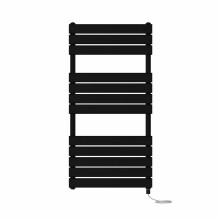 Right Radiators Prefilled Electric Flat Panel Heated Towel Rail Bathroom Ladder Warmer Rads - Black 1200x600 mm