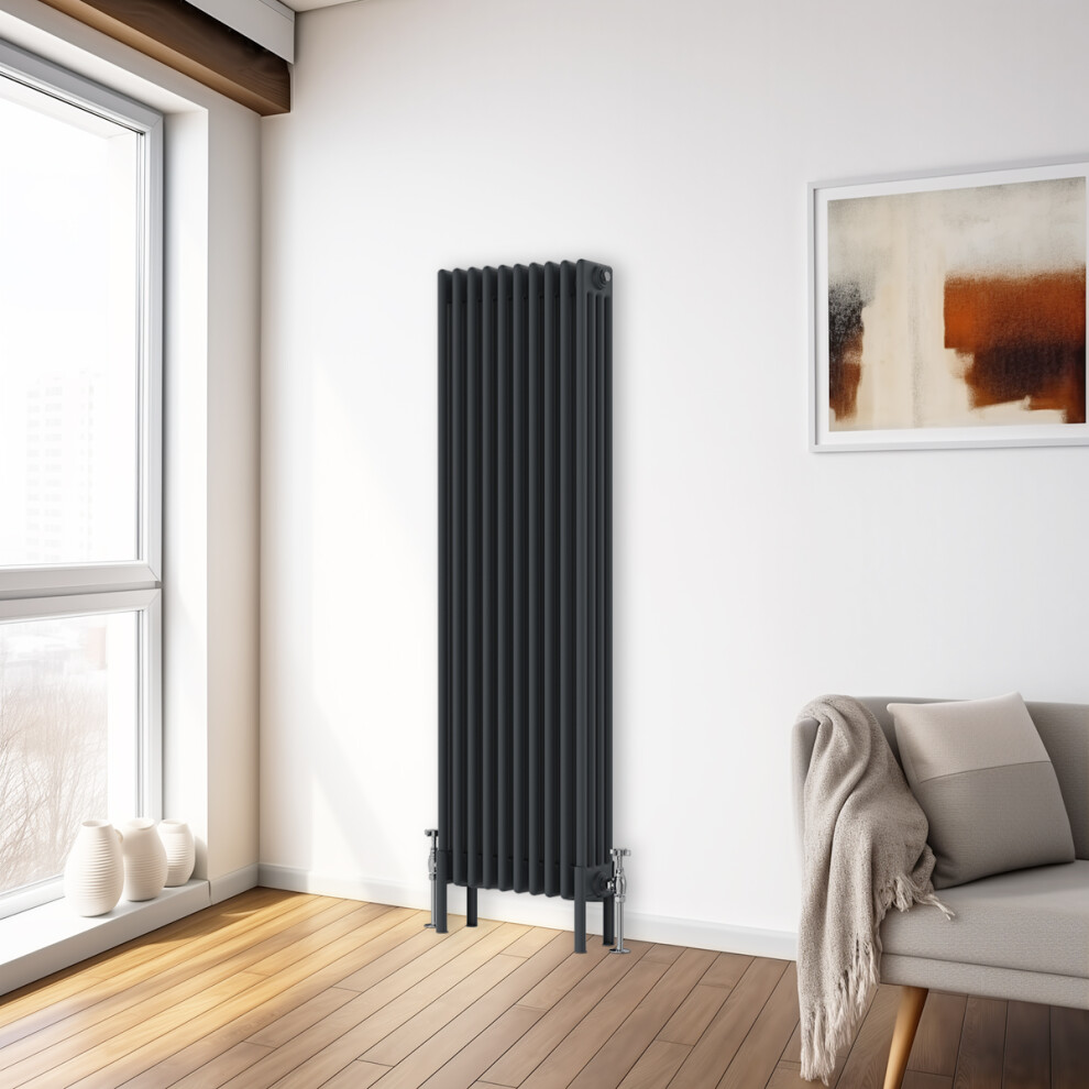Right Radiators 1500X470 Mm Vertical Traditional 4 Column Cast Iron Style Radiator Anthracite 5063123413930