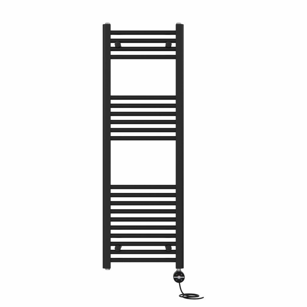 Right Radiators Prefilled Thermostatic Electric Heated Towel Rail Straight Ladder Warmer Rads - Black 1200X400 Mm 5063123450348