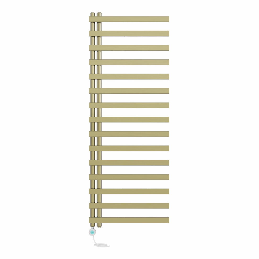 Right Radiators Prefilled Thermostatic Electric Heated Towel Rail Designer Ladder Warmer Rads - 1600X600mm Brushed Brass 5063123459464