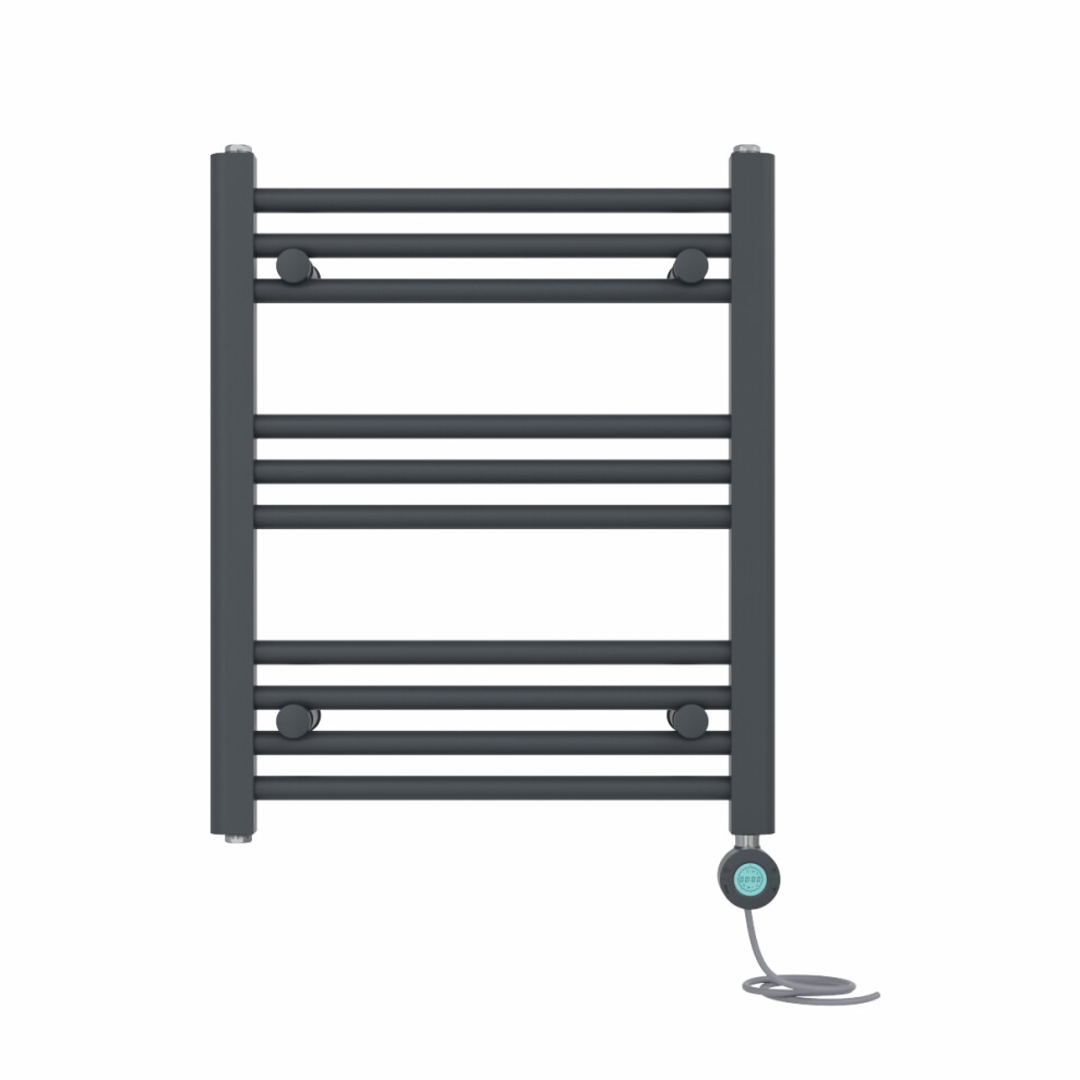 Right Radiators Prefilled Thermostatic Electric Heated Towel Rail Straight Bathroom Ladder Warmer - Anthracite 600X500 Mm 5063123444453