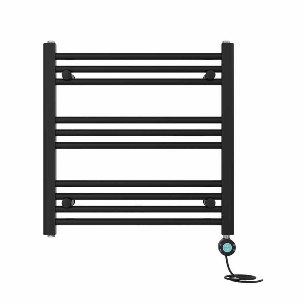 Right Radiators Prefilled Thermostatic Electric Heated Towel Rail Straight Bathroom Ladder Warmer - Black 600X600 Mm 5063123444507