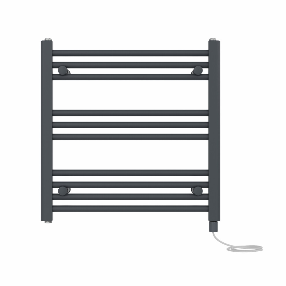 Right Radiators Prefilled Electric Straight Heated Towel Rail Bathroom Ladder Warmer Rads - Anthracite 600X600 Mm 5063123441773