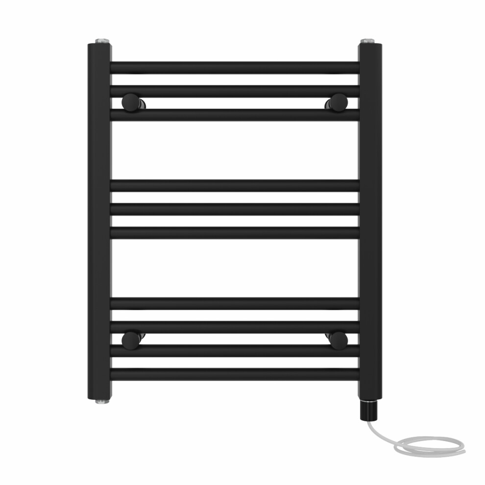 Right Radiators Prefilled Electric Straight Heated Towel Rail Bathroom Ladder Warmer Rads - Black 600X500 Mm 5063123441742