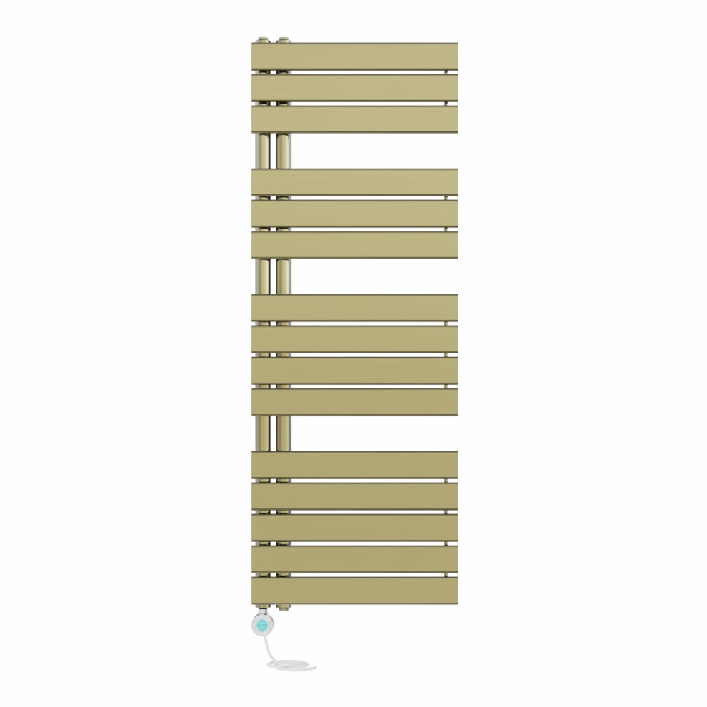 Right Radiators Prefilled Thermostatic Wifi Electric Heated Towel Rail Flat Panel Ladder Warmer - 1380X500mm Brushed Brass 5063123459631