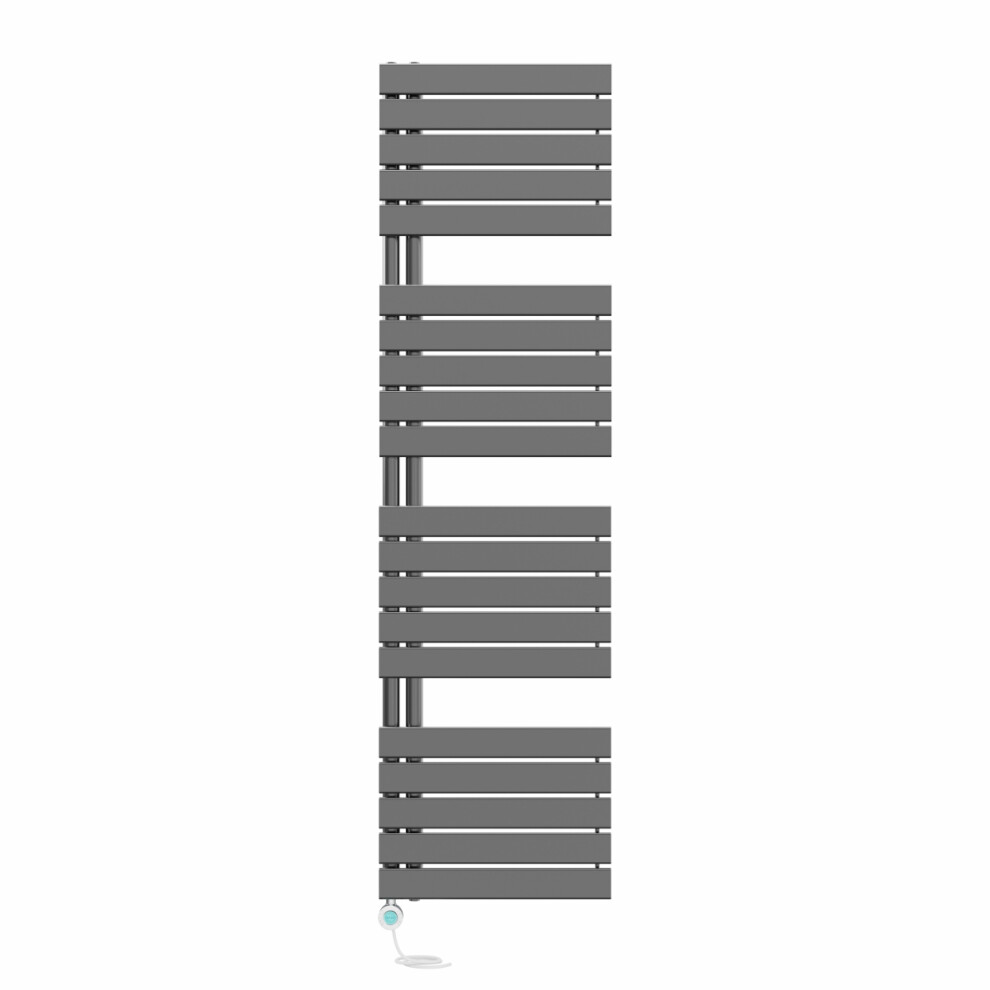 Right Radiators Prefilled Thermostatic Electric Heated Towel Rail Flat Panel Ladder Warmer Rads - 1800X500mm Gunmetal 5063123459068