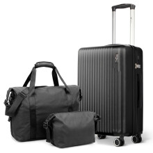 LUGG Vacay 3-Piece 20inch Suitcase, Duffel Bag & Toiletry Bag Travel Set, Black