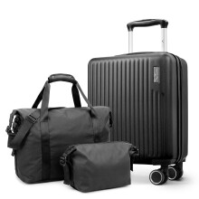 LUGG Vacay 3-Piece 15inch Suitcase, Duffel Bag & Toiletry Bag, Travel Set, Black