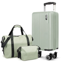 LUGG Vacay 3 Piece 40cm Suitcase, Duffel Bag & Toiletry Bag Travel Set, Sage Green