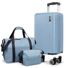 LUGG Vacay 3 Piece 40cm Suitcase, Duffel Bag & Toiletry Bag Travel Set, Slate Blue