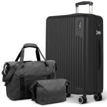 LUGG Vacay 3-Piece 28inch Suitcase, Duffel Bag & Toiletry Bag Travel Set, Black