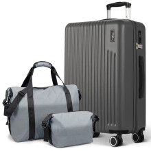 LUGG Vacay 3-Piece 28inch Suitcase, Duffel Bag & Toiletry Bag Travel Set, Gunmetal
