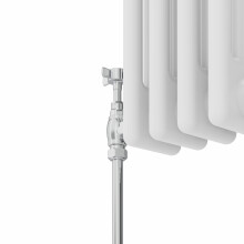 (1500x382mm) Right Radiators Traditional Triple Column Vertical Cast Iron Style Radiator White with Angled Thermostatic Valve