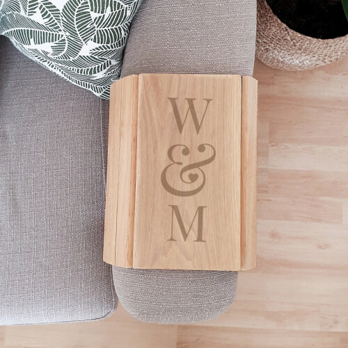 Personalised Wooden Sofa Tray - Initials 2