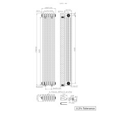 (1500x290mm) Right Radiators Traditional 4 Column Vertical Cast Iron Style Radiator White with Angled Thermostatic Valve